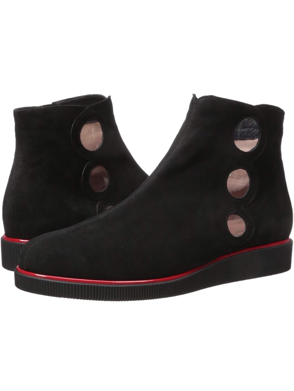 BeautiFeel Goldy Black Suede Leather Circular Design Comfort Ankle Boots 8-8.5